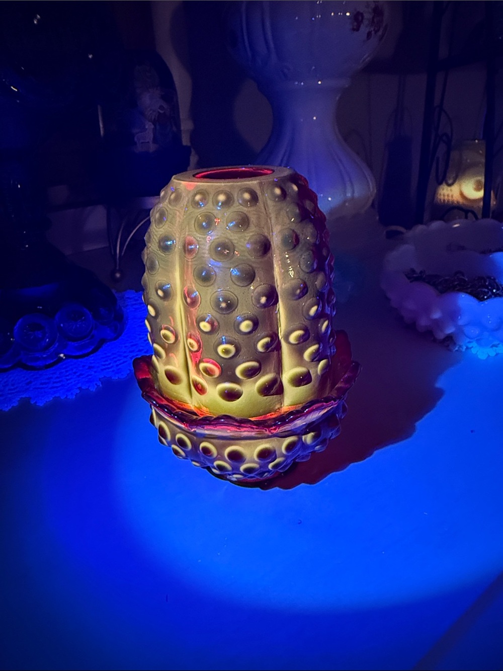 *SUNDAY SALE* Vintage Fenton hobnail fairy lamp ruby red - Picture 9 of 10